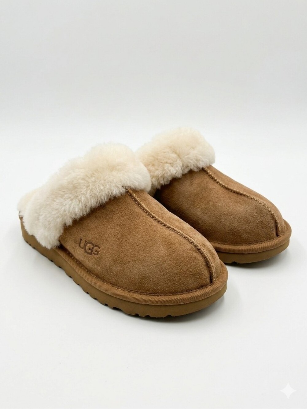 Womens UGG Disquette Slippers - Chestnut Suede Sheepskin Size 5